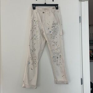 Anthropologie Cream Artistic Cropped Pants